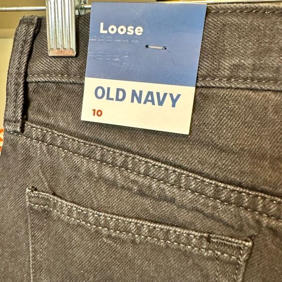 NWT Old Navy Girls Black Denim Loose Fit Straight Leg Rolled Hem Jeans - Size 10 - Picture 5 of 8